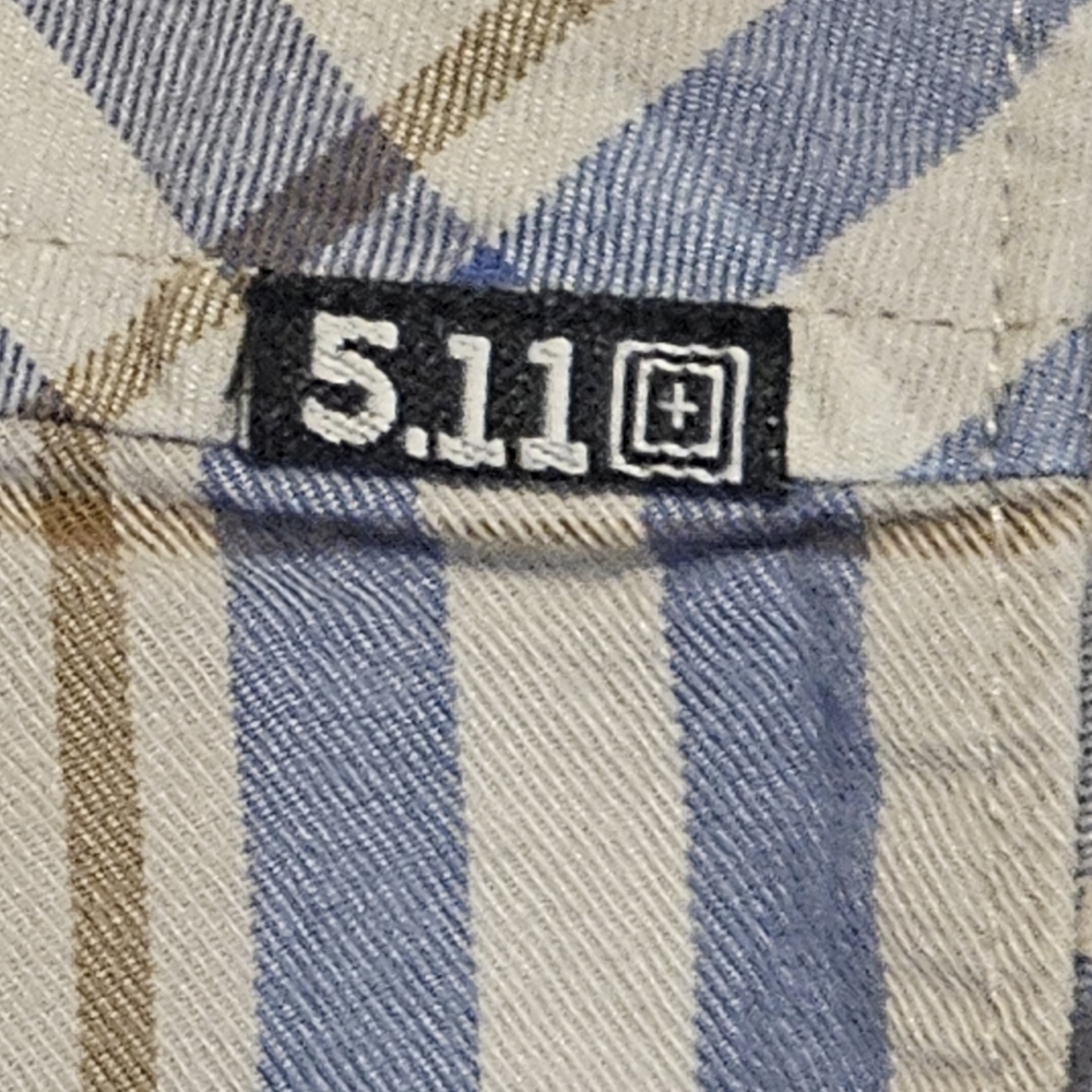 5.11 Tactical Series Plaid Long Sleeve Snap Shirt Men’s Small  Beige Blue - Picture 5 of 9